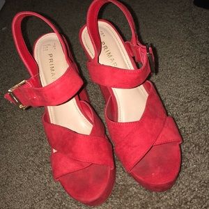 Red velvet heels